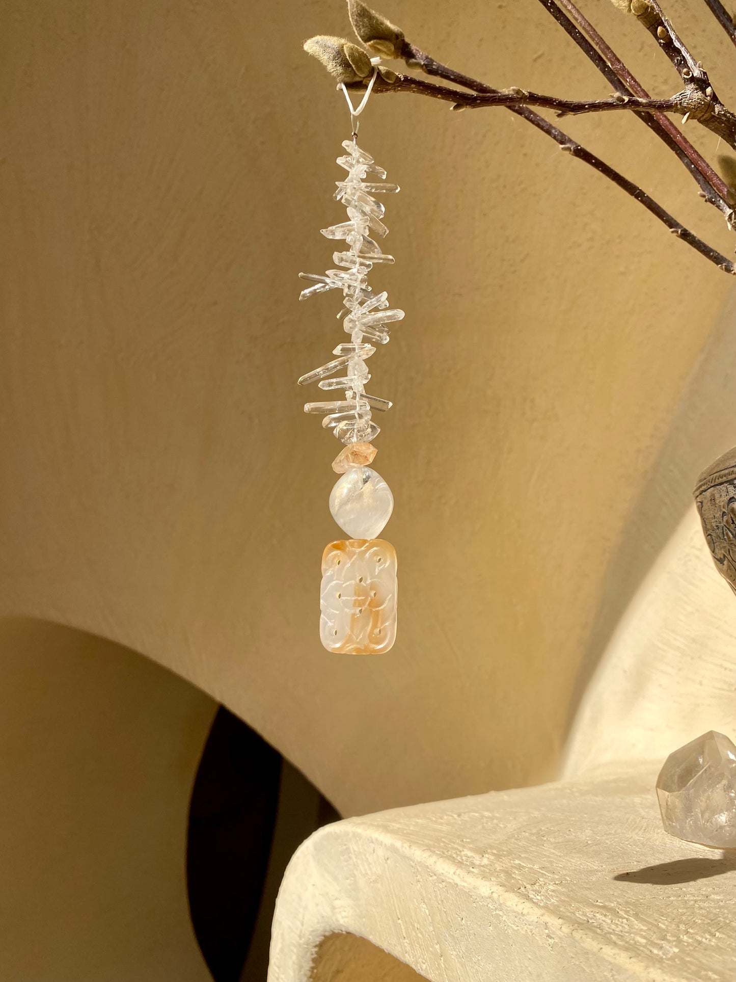 Tangerine Quartz Moon Sphere Sun Catcher