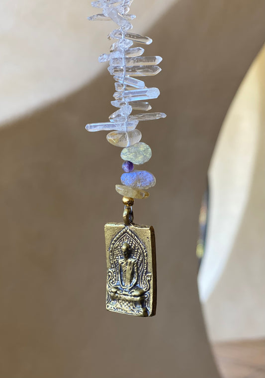 Buddha Amethyst Gold Rutilated Sun Catcher