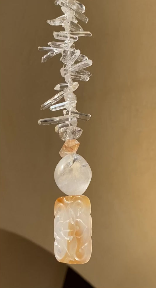 Tangerine Quartz Moon Sphere Sun Catcher