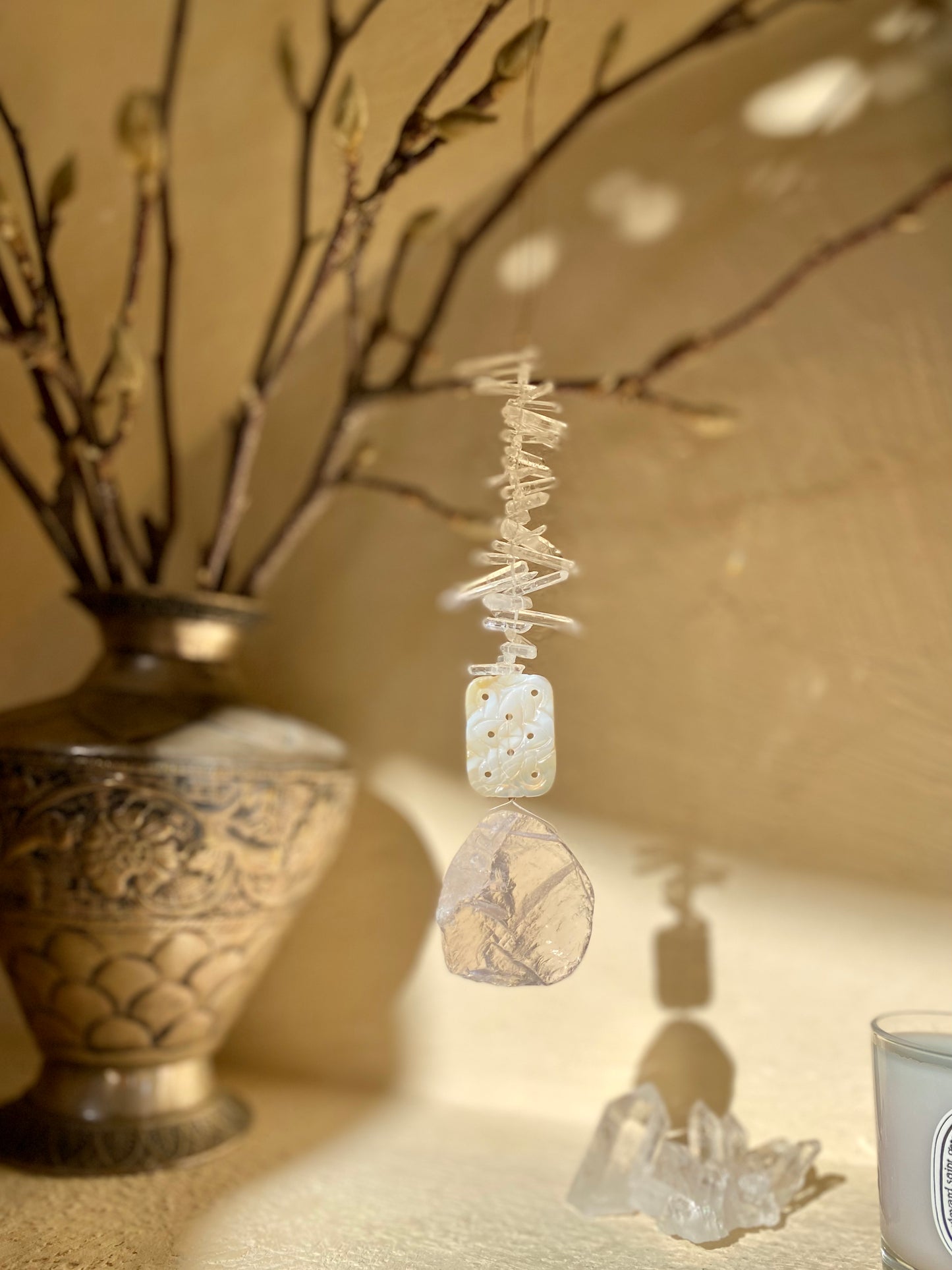 Rose Quartz & Agate Feng Shui Sun Catcher