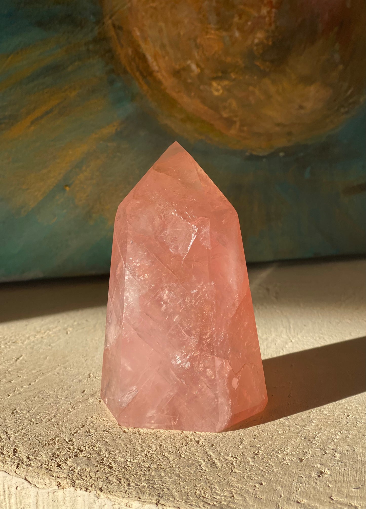 Grande pointe de quartz rose