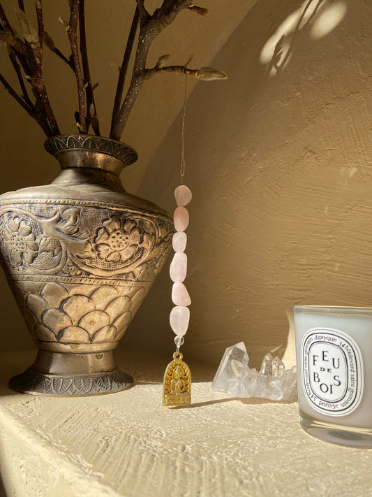 Rose Quartz and Crystal Buddha Sun Catcher