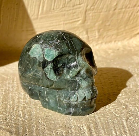 Emerald Hand Carved Stone Skull