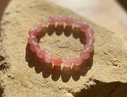 Simple Strawberry Quartz Bracelet