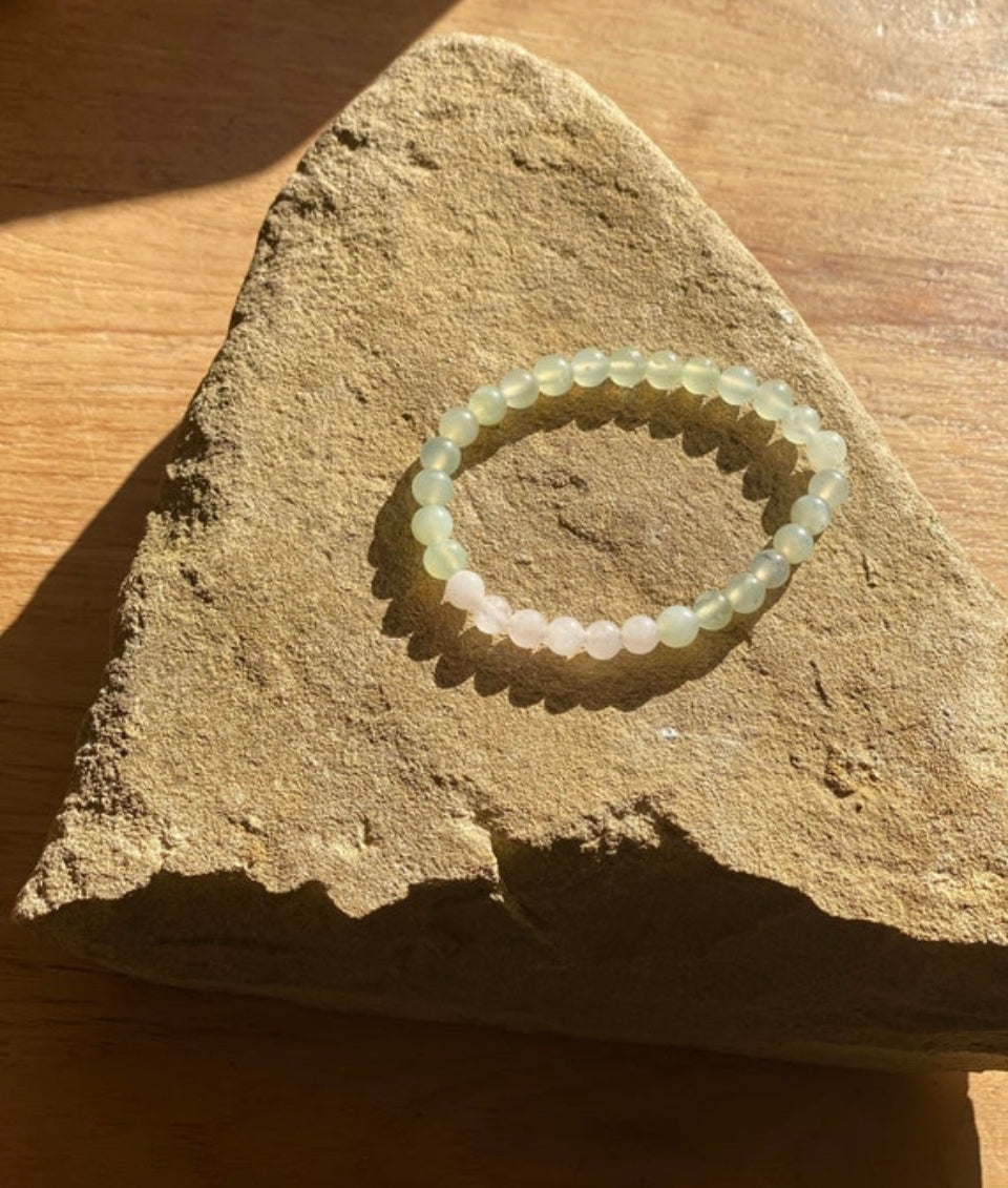 Nouveau Bracelet d'amour en jade et quartz rose