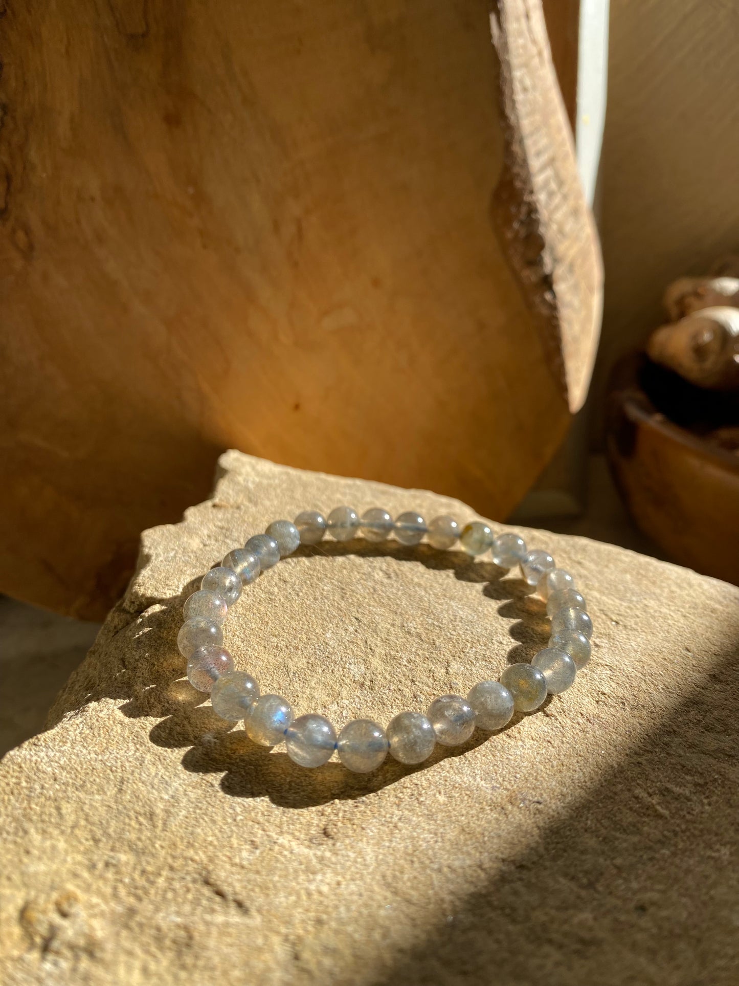 Bracelet simple en perles rondes en labradorite