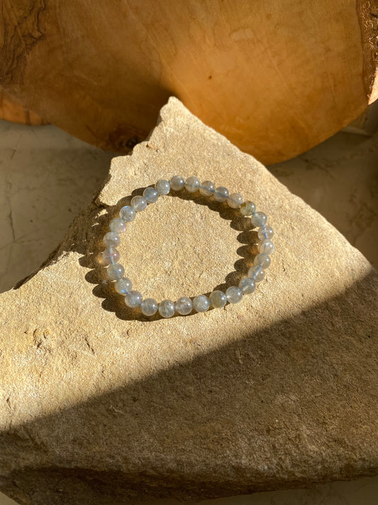 Simple Labradorite Round Beaded Bracelet