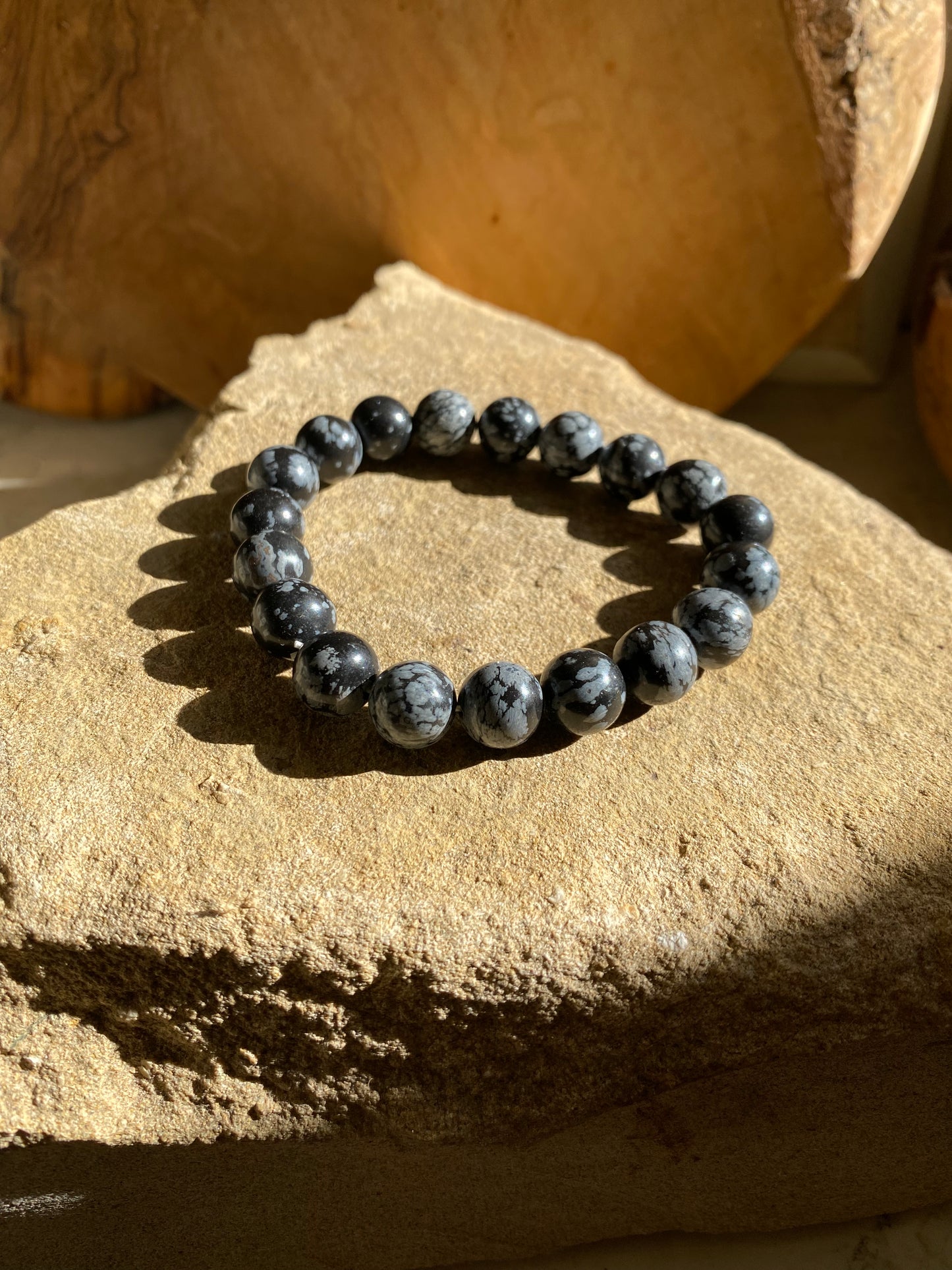 Simple Snowflake Obsidian Bracelet