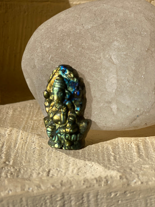 Rainbow Labradorite Ganesha Stone Carving