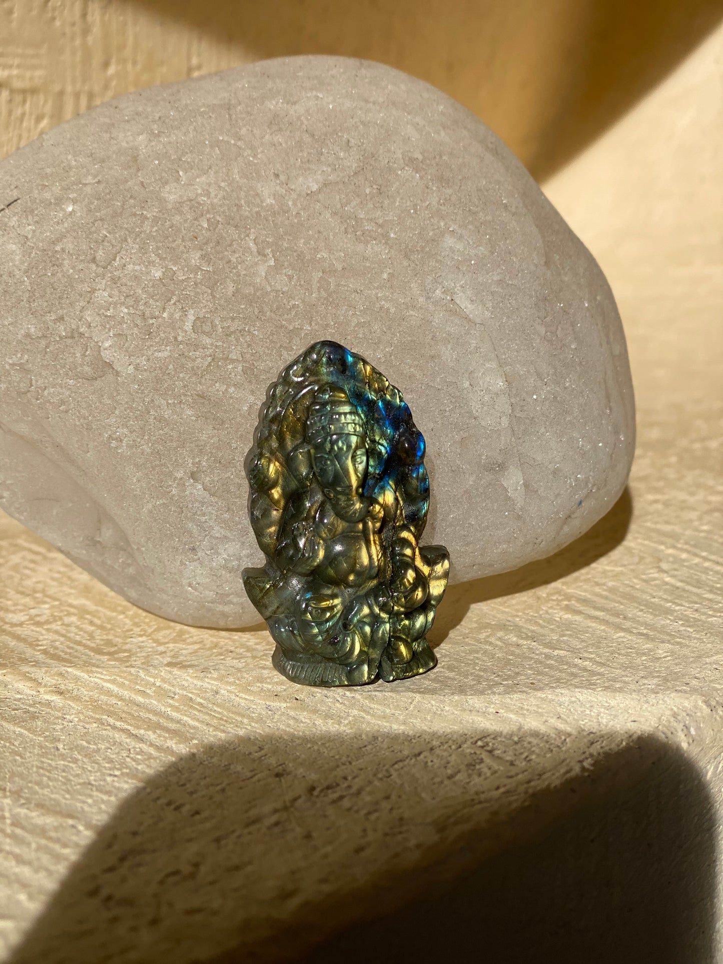 Rainbow Labradorite Ganesha Stone Carving