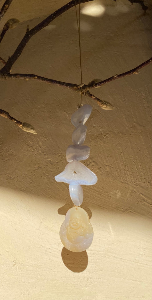 Blue Chalcedony Buddha Sun Catcher