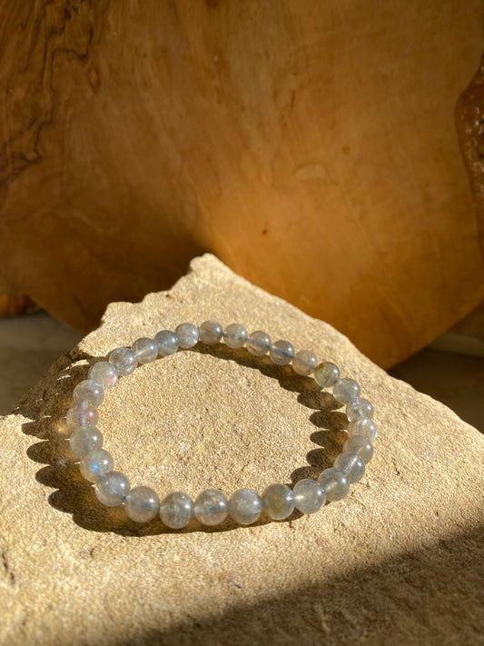 Simple Labradorite Round Beaded Bracelet